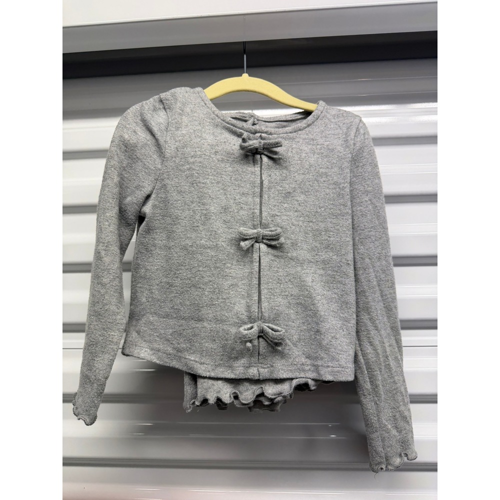 Primark Girls Heather Gray Bow Knit Sweater Skirt Set 4-5Y 110cm